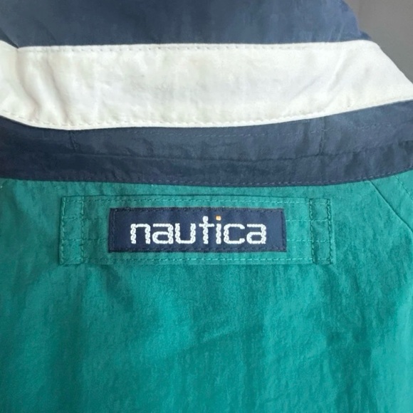 Vintage Nautica Blue Green Windbreaker Jacket - Size L - Picture 5 of 5